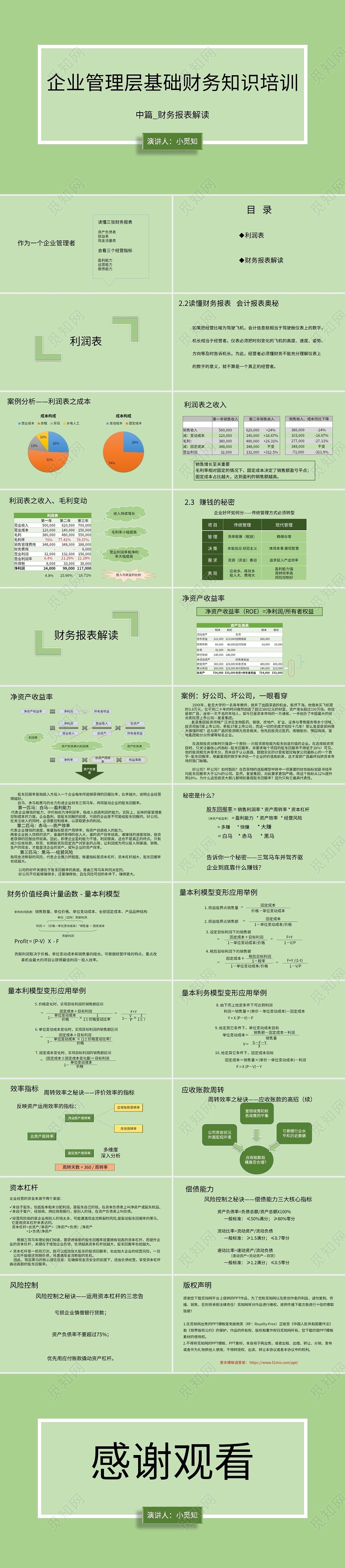 绿色商务风说课课件企业管理层基础财务知识培训PPT模板财务培训