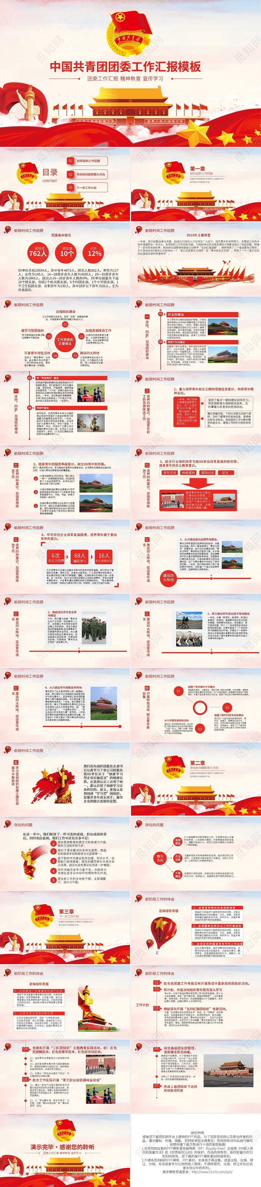 中国共青团团委党课党政党建工作汇报PPT模板宣传PPT动态团委年终总结工作汇报