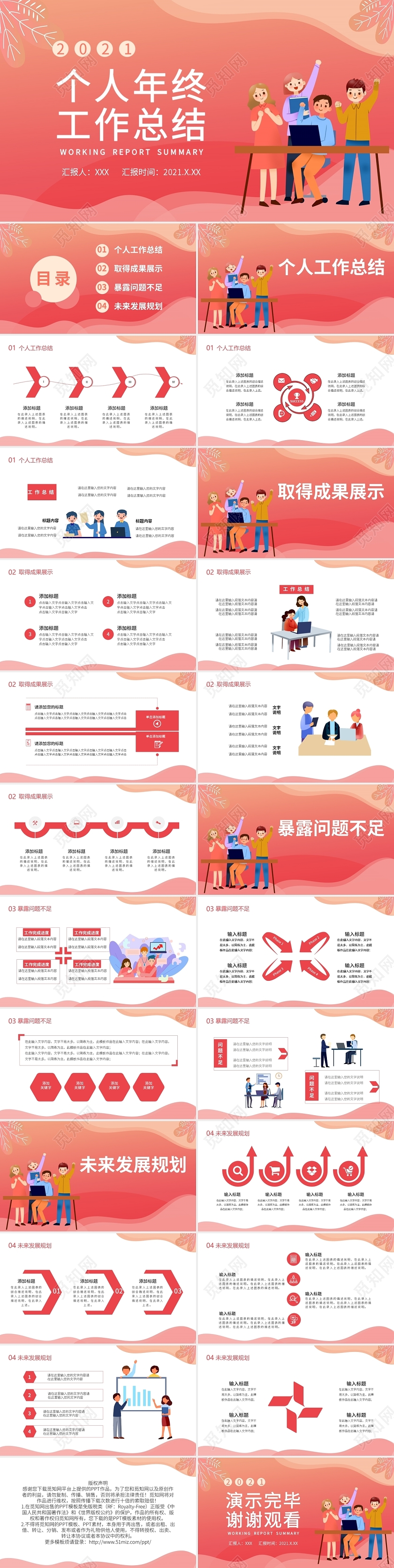 个人年终工作总结PPT模板宣传PPT动态PPT个人年度年终总结工作总结