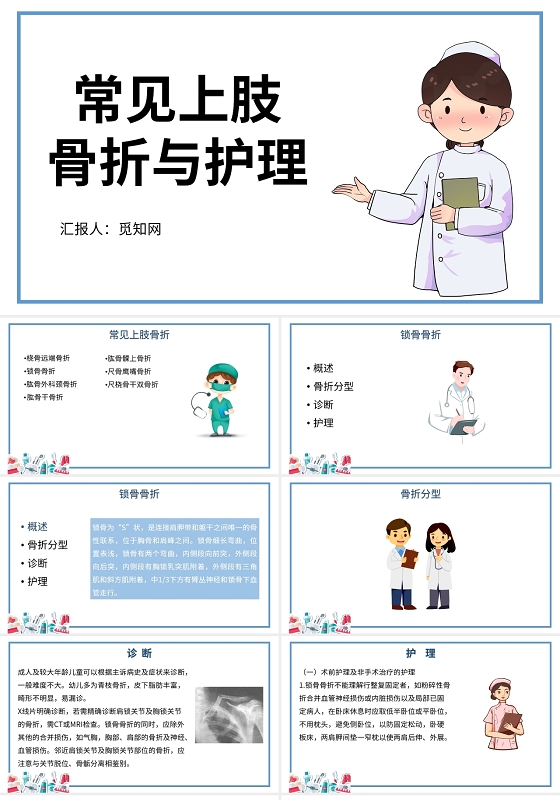 白色背景常见上肢骨折护理查房