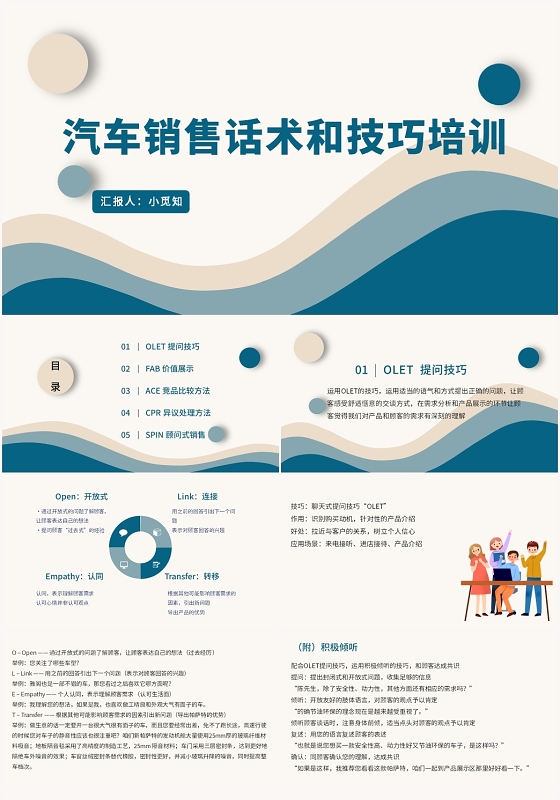 绿色商务风销售话术汽车销售话术和技巧培训PPT模板