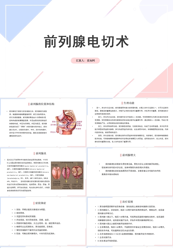 粉色前列腺护理查房前列腺电切护理查房