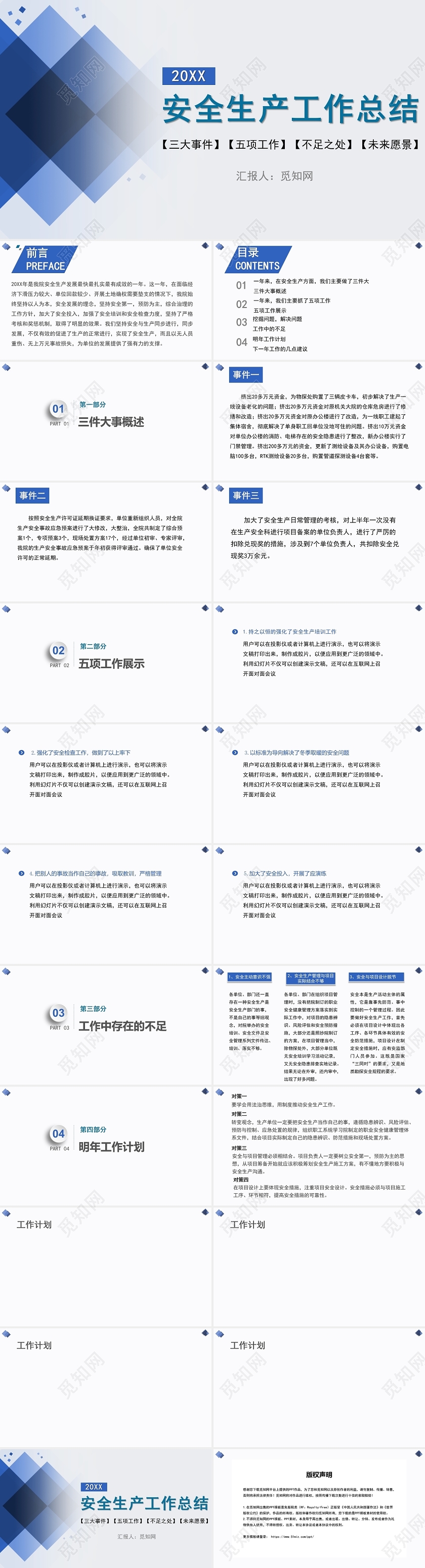 蓝色安全生产工作汇报