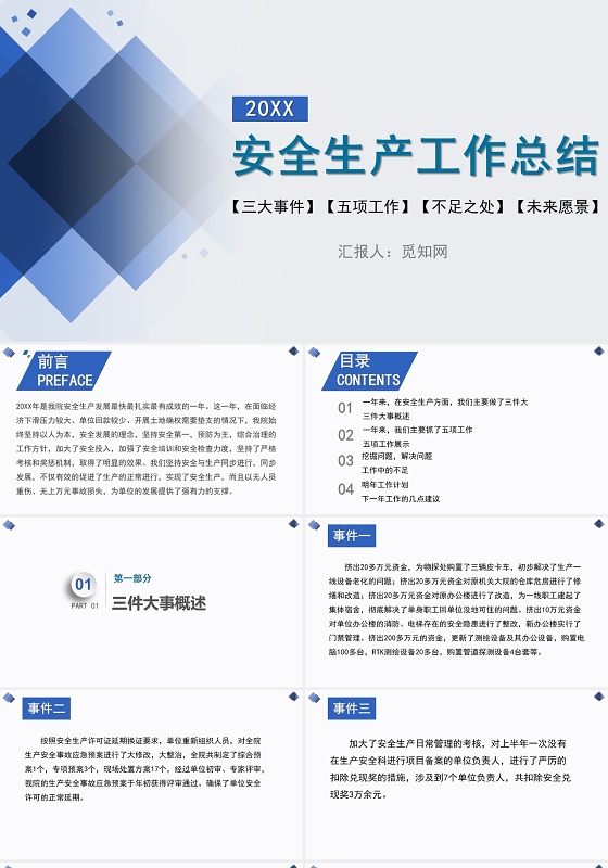 蓝色安全生产工作汇报