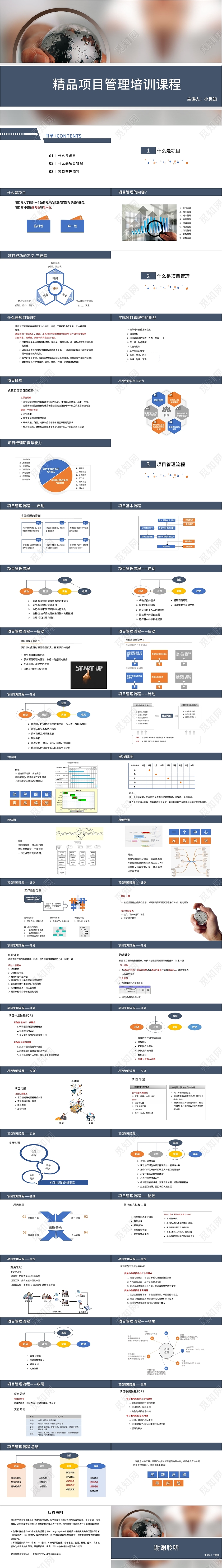 蓝色风商务风扁平风几何风培训风项目管理模板PPT项目管理培训
