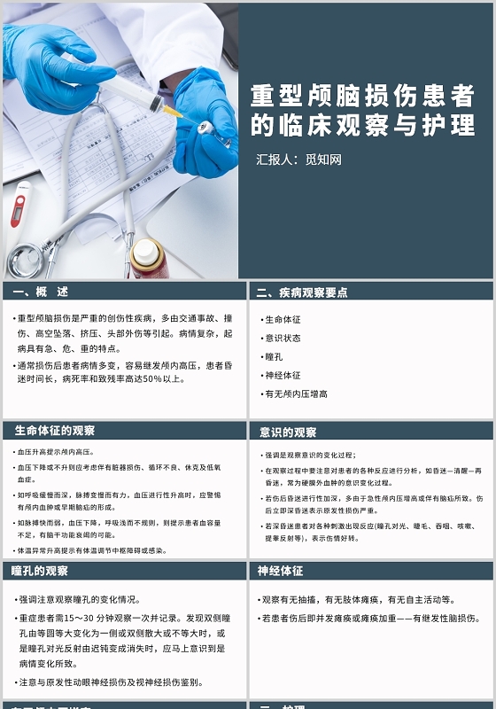 蓝色重型颅脑损伤患者的临床观察与护理颅脑损伤护理查房