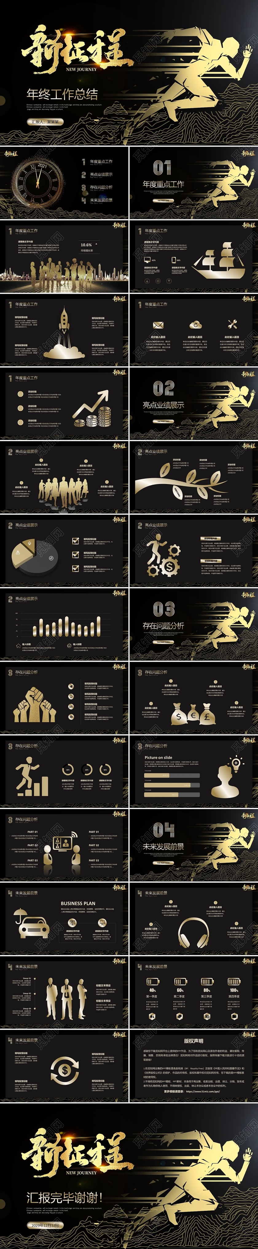 黑金奔跑新征程科技风年终工作总结计划PPT年终总结计划