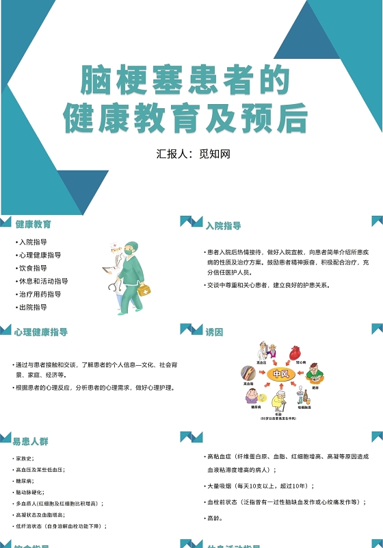 绿色脑梗塞患者的健康教育及预后脑梗塞护理查房ppt