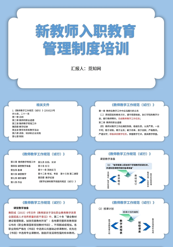 蓝色新教师入职教育管理制度培训新教师培训