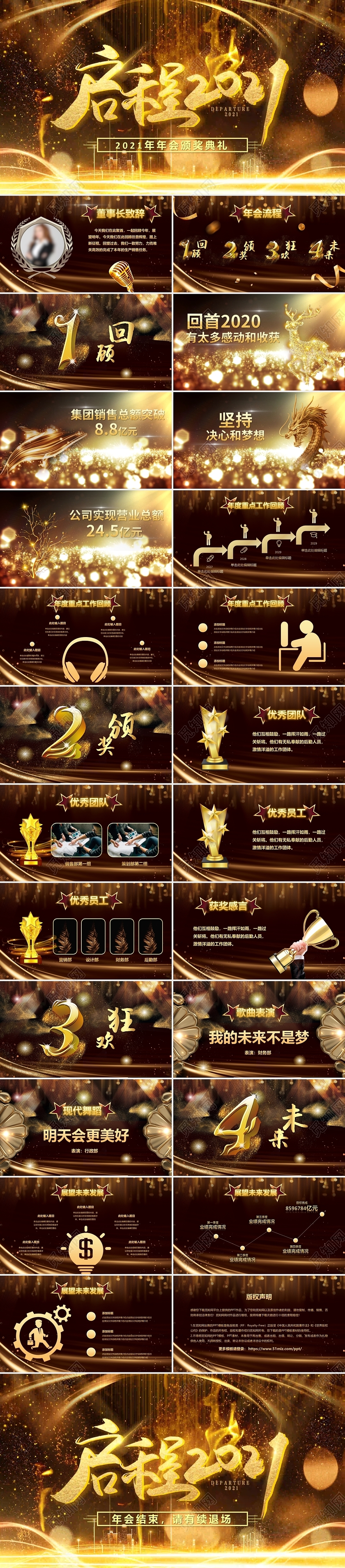 黑金启动2021视频片头企业年终工作会暨年会颁奖典礼PPT2021年会