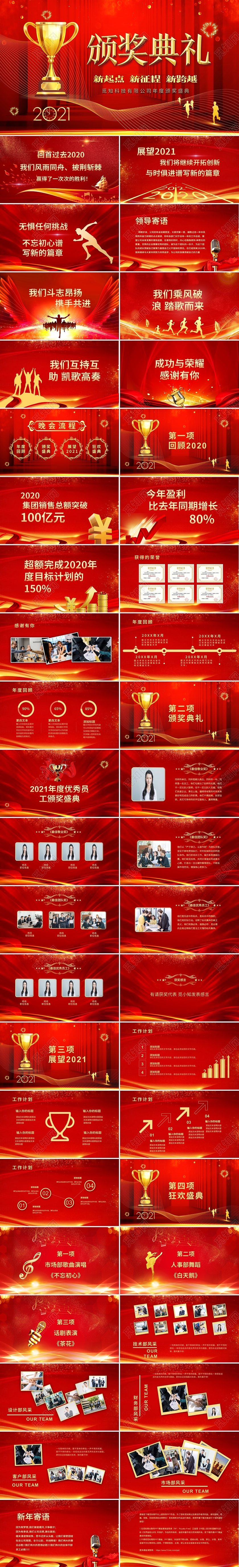 红色大气喜庆企业年会优秀员工颁奖晚会2021年会