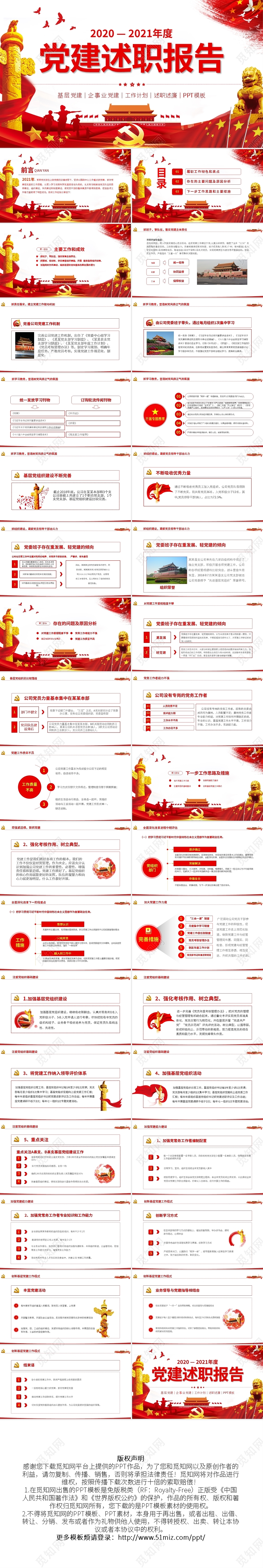 党支部书记年终述职报告工作总结汇报计划ppt党课党建党政