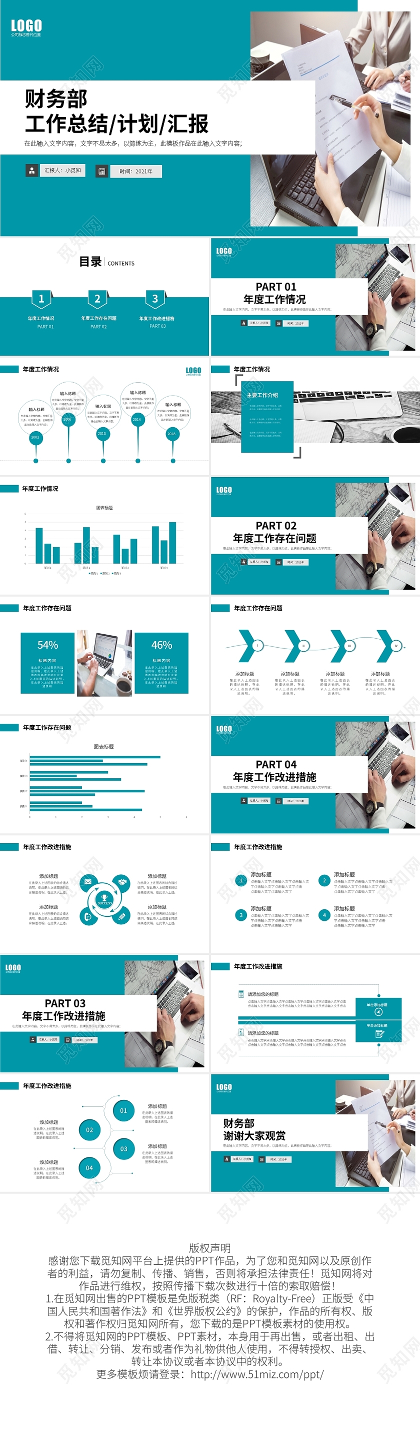 财务部工作总结计划汇报PPT模板宣传PPT动态PPT财务总结