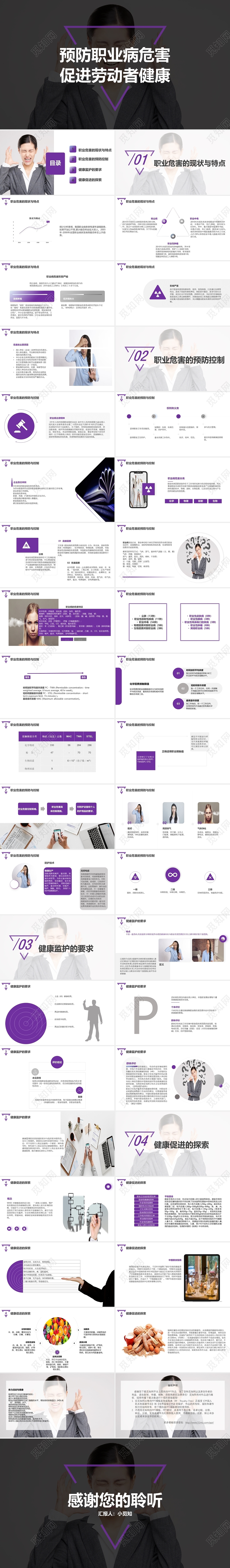 紫色简约企业健康教育培训课件ppt企业职业健康教育培训