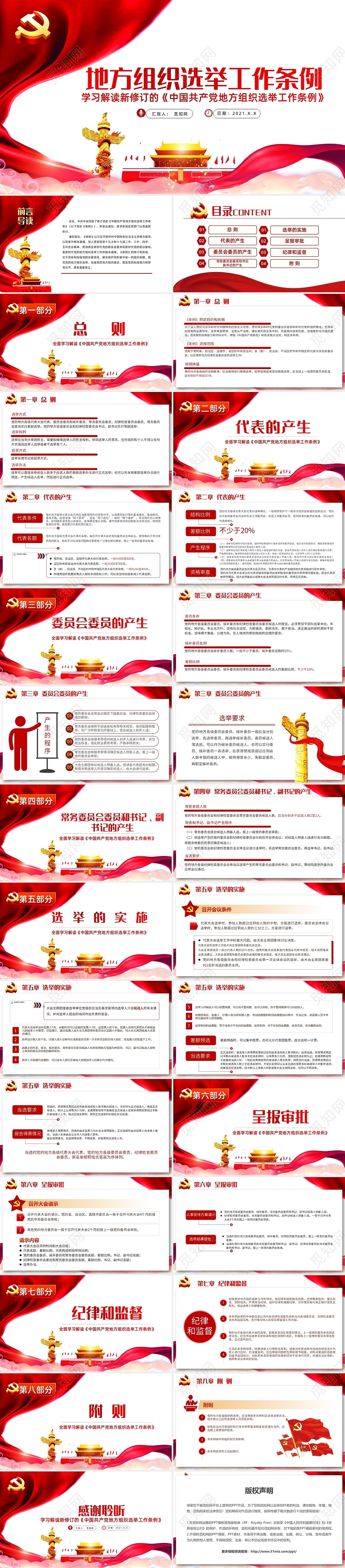 学习解读新修订地方组织选举工作条例PPT模板党课党建党政