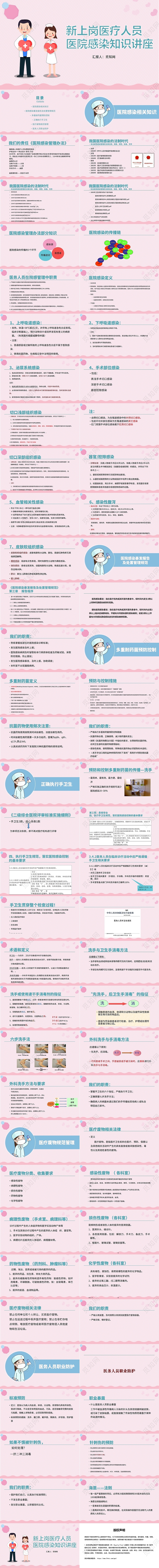 粉色新上岗医务人员医院感染知识讲座院感知识培训内容