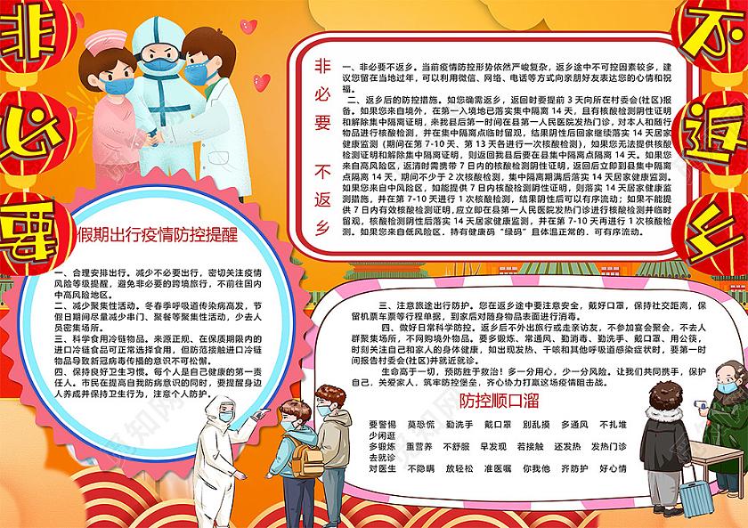 喜庆过年疫情防控非必要不返乡手抄报疫情抗疫手抄报小报