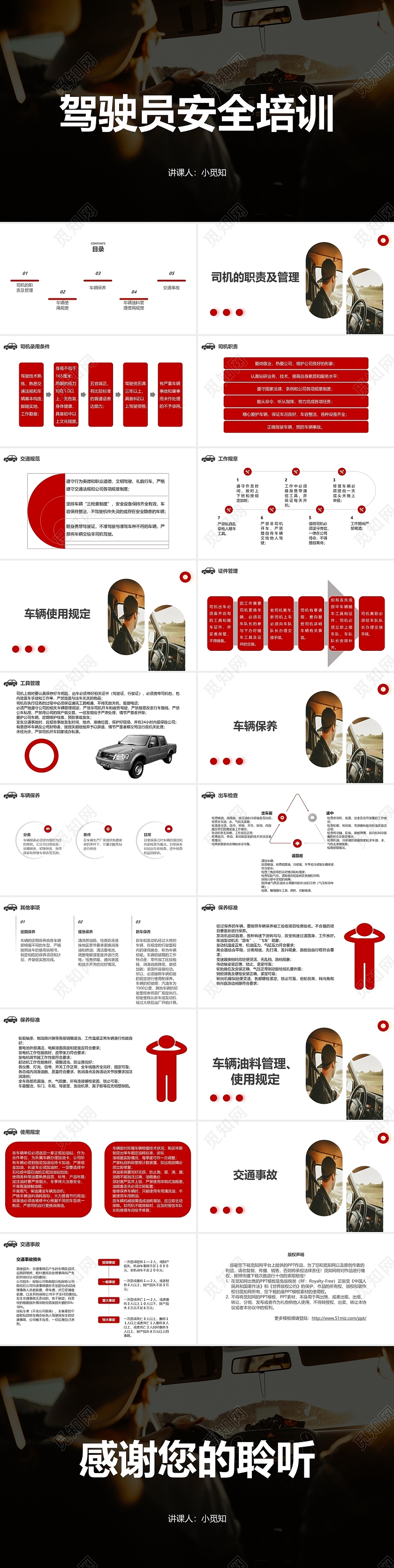红色简约滴滴司机安全培训课件ppt滴滴司机培训