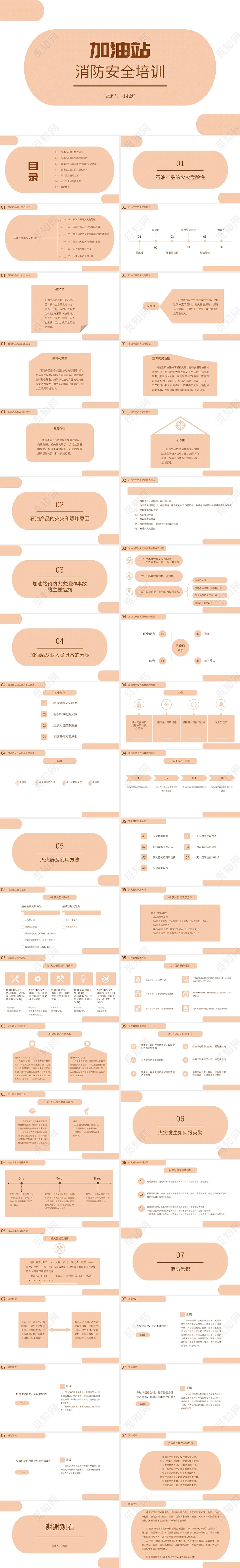 橙色简洁简约风加油站消防安全培训PPT模板消防安全知识培训