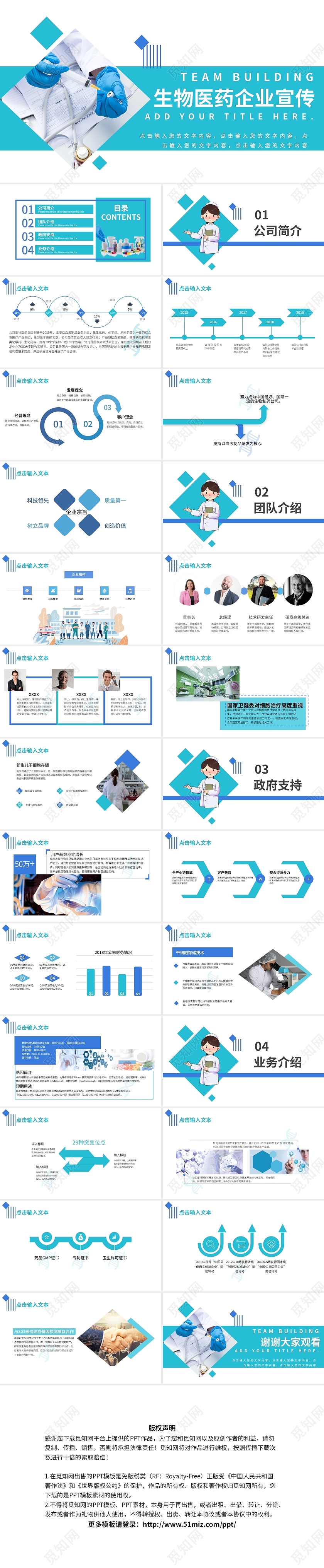 蓝色商务风生物医药公司介绍PPT模板