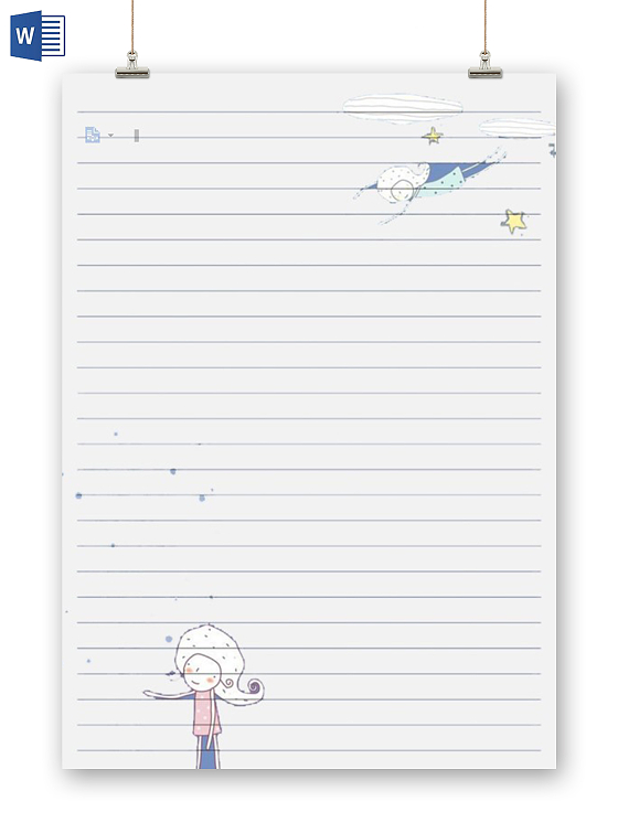 灰白色卡通信件简约手抄报卡通信纸