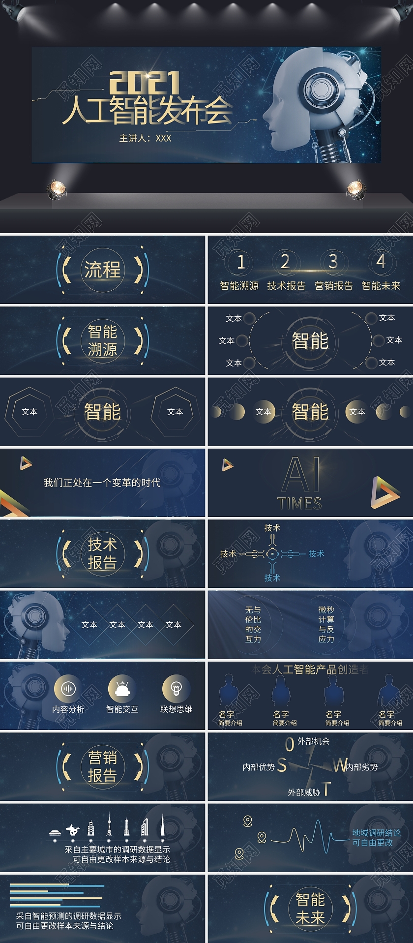 2021人工智能发布会PPT模板宣传PPT动态PPT宽屏
