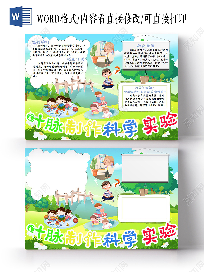 绿色叶脉制作科学实验