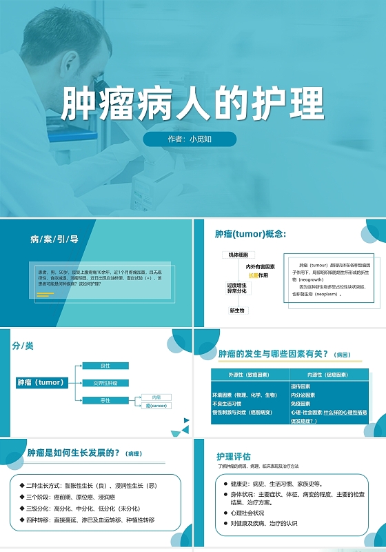 蓝色肿瘤病人的护理PPT模板