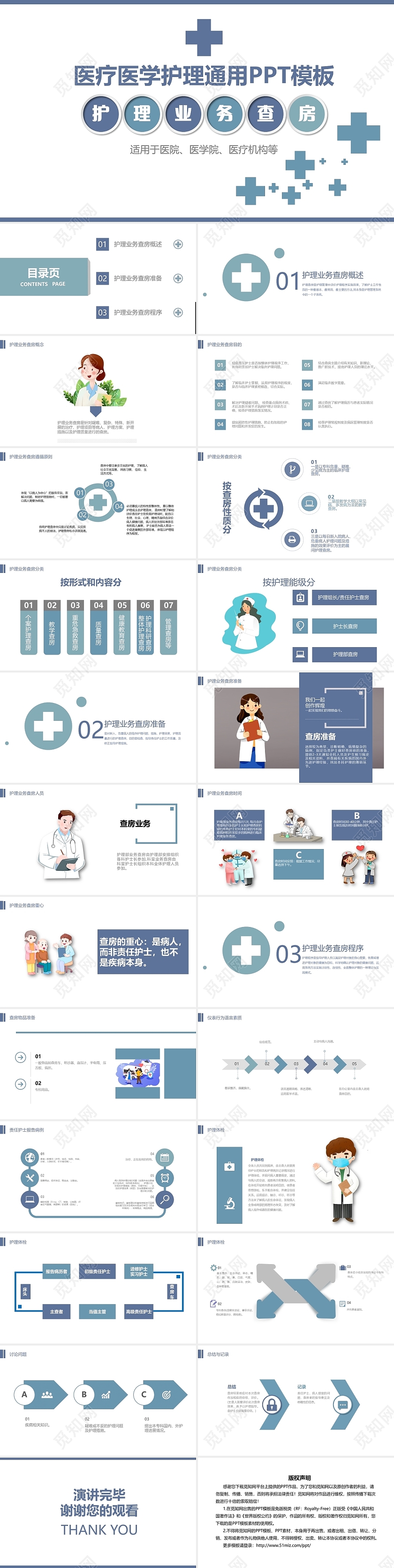 紫色简约医疗医学护理通用PPT模板医疗护理查房