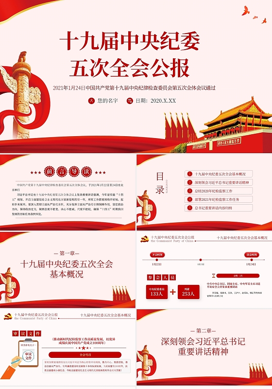 十九届中央纪律检查委员会第五次全体会议公报党课党建党政