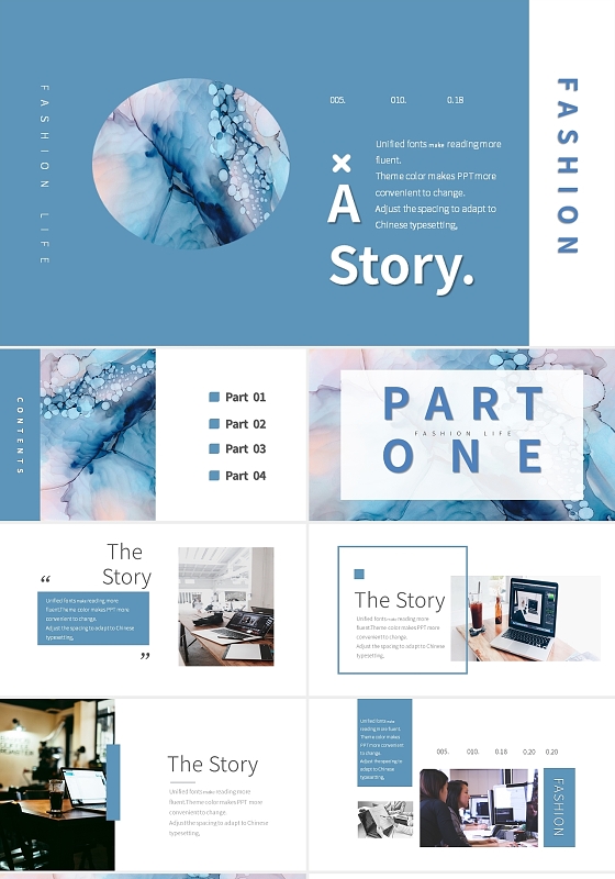 蓝色抽象风通用工作总结模板抽象PPT模板