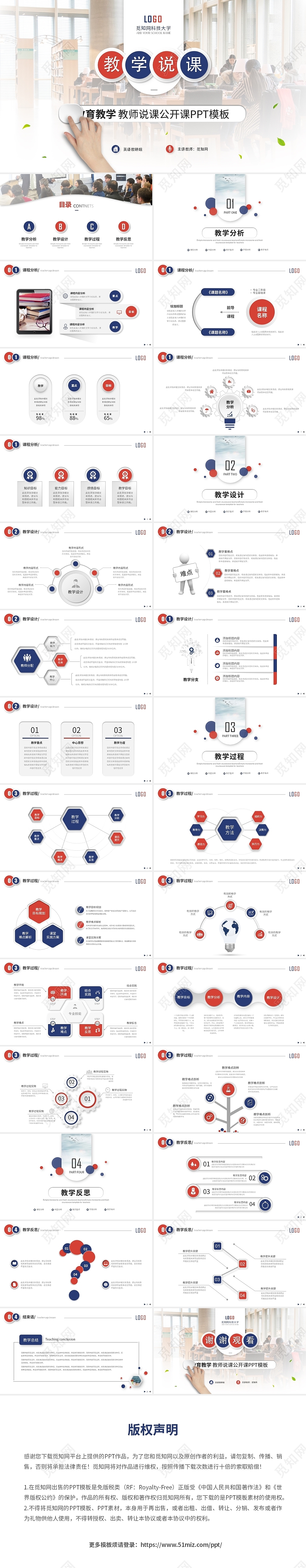 简约微粒体教师说课教育教学课件ppt模板