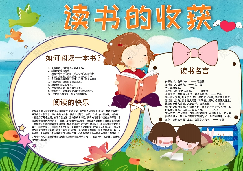 读书的收获亲子阅读时光手抄报小报