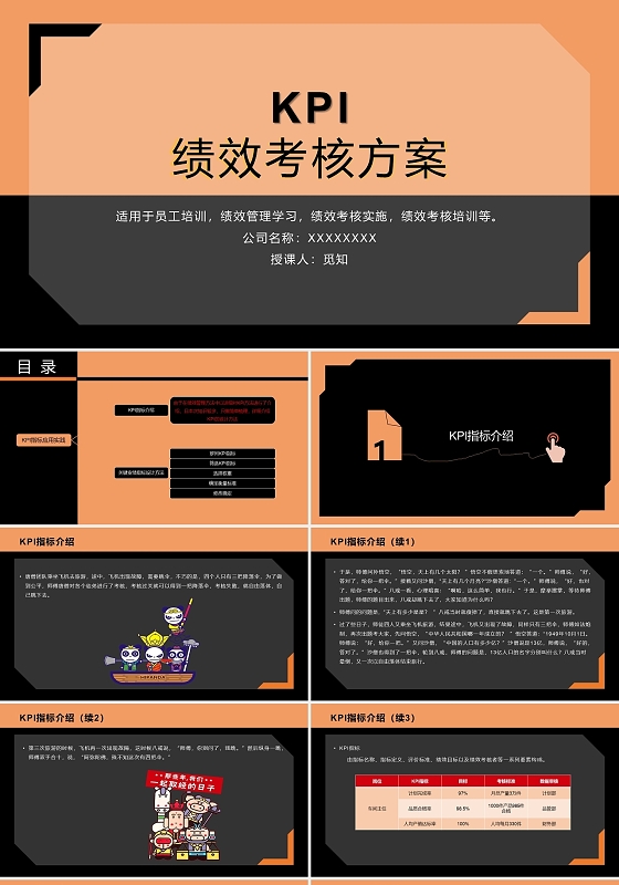 橘色简洁风绩效考核方案PPT模板绩效培训企业培训