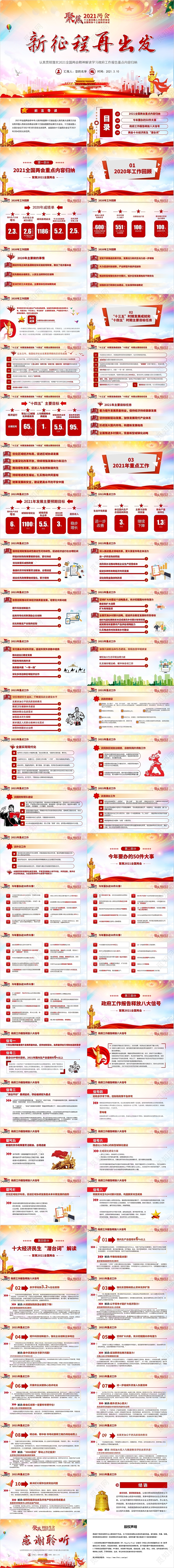 红色党政风两会新征程再出发建党100周年PPT模板