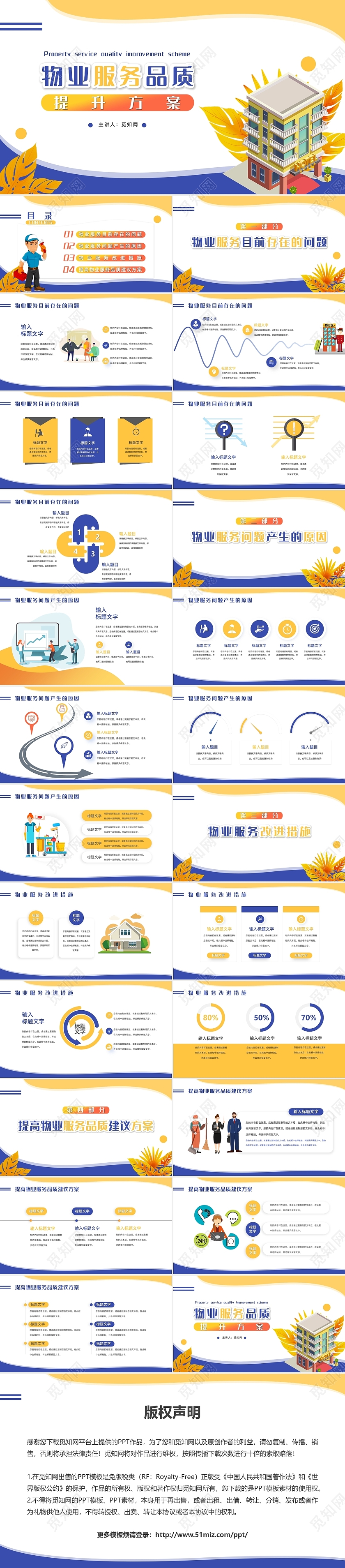 卡通活泼商务物业服务品质提升方案PPT模板