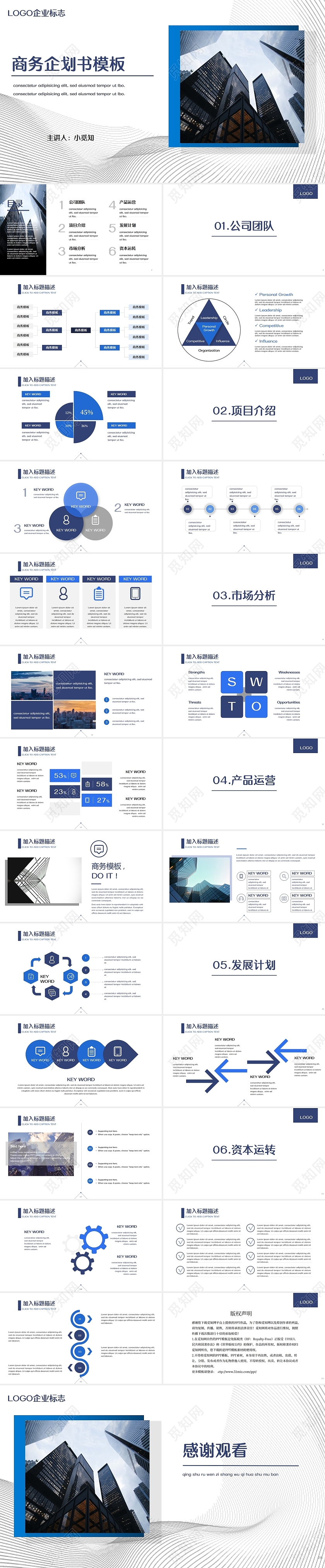 蓝色商务商务通用公司介绍商业计划书PPT模板
