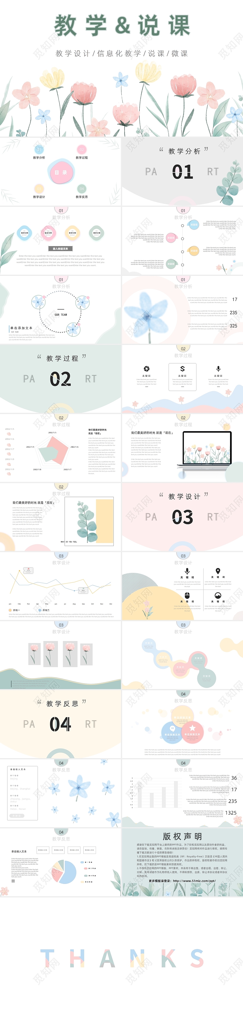 淡绿儿童卡通小清新自然风教学说课课件PPT模板