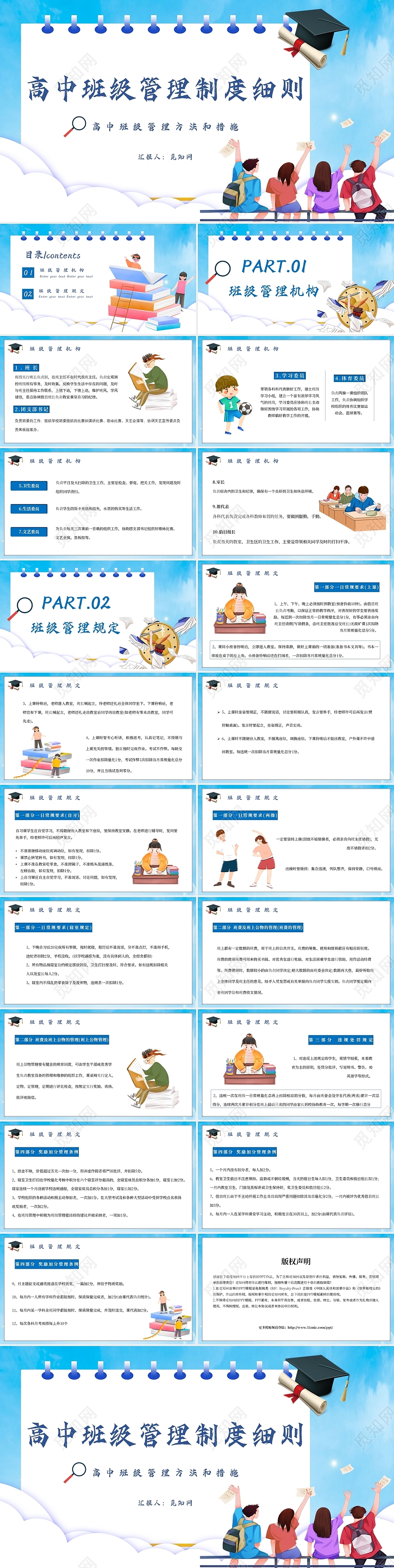 简约卡通高中班级管理制度细则主题PPT模板