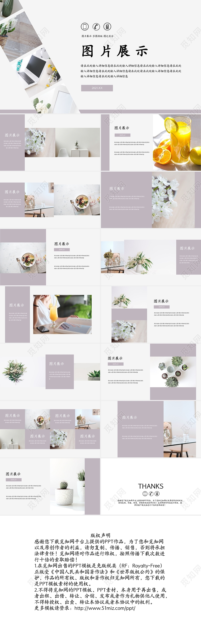 紫色图片展示产品报告产品展示PPT模板