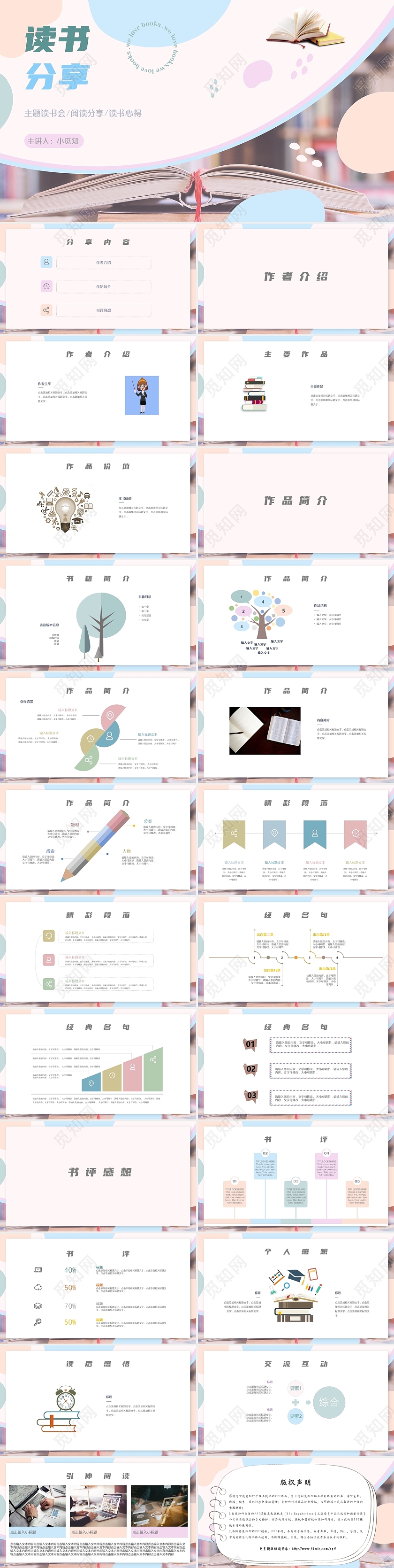 粉蓝简约读书分享PPT