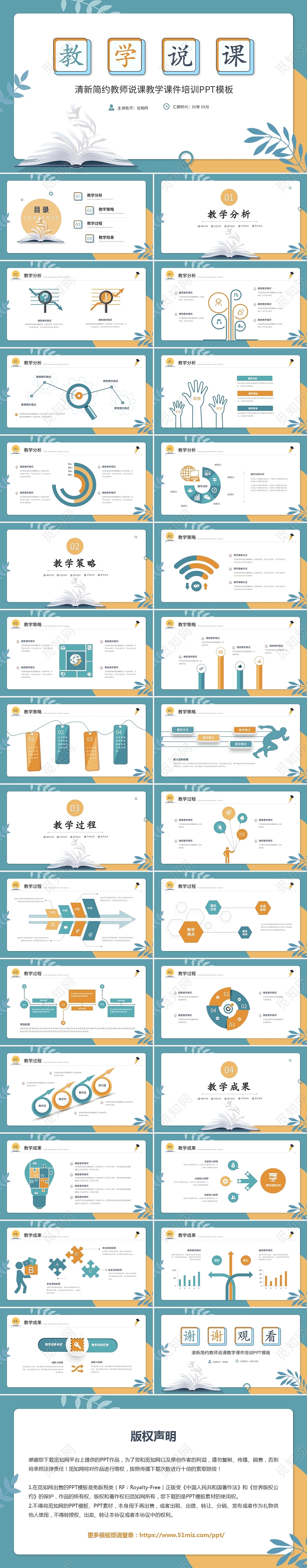 蓝色简约教师说课教学说课公开课教学课件ppt模板