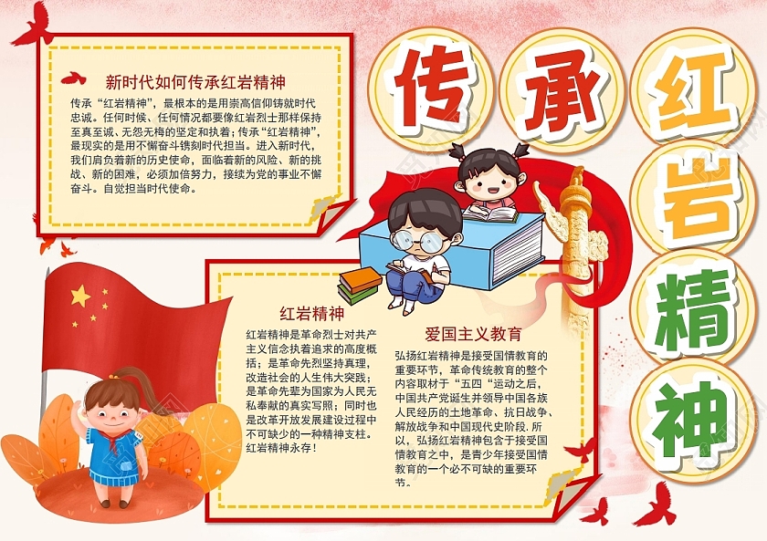 传承红岩精神小报手抄报红岩精神党课党建党政