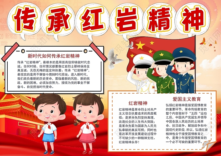 传承红岩精神小报手抄报红岩精神党课党建党政