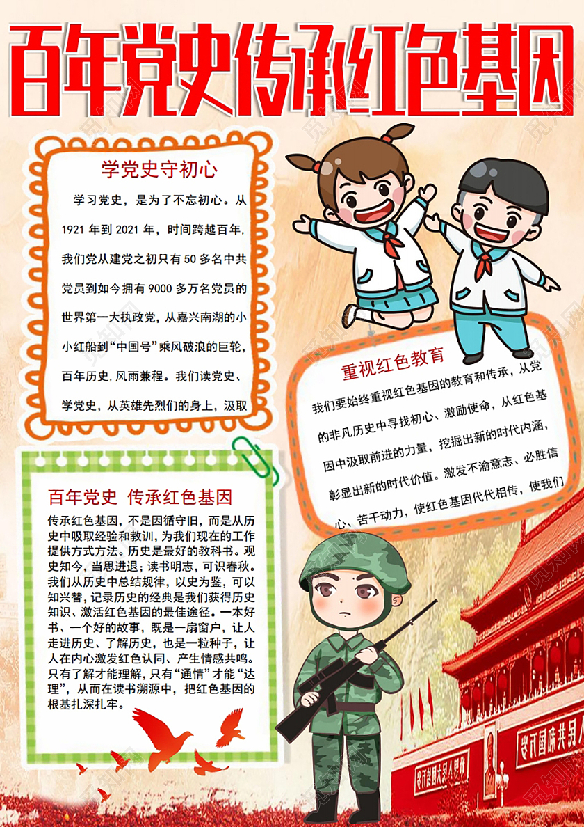百年党史传承红色基因小报手抄报