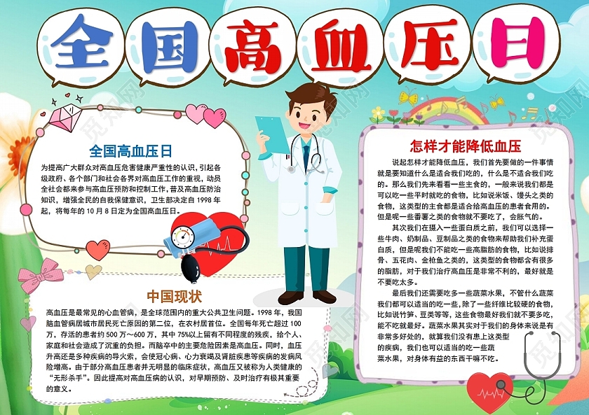 全国高血压日手抄报小报高血压手抄报小报