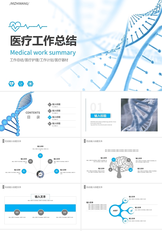 淡蓝色简约医学医疗工作总结通用PPT模板