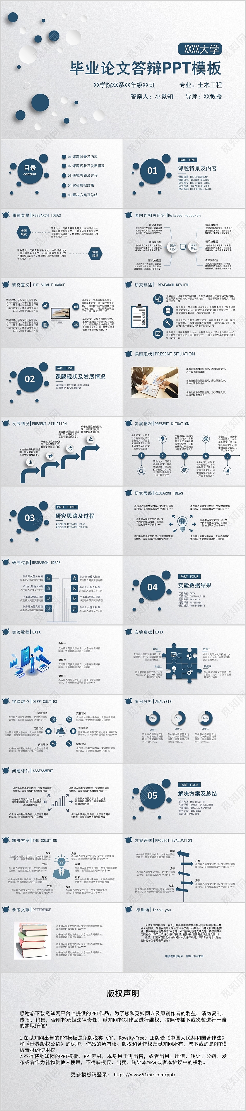 蓝色简约商务毕业论文答辩PPT模板论文毕业答辩