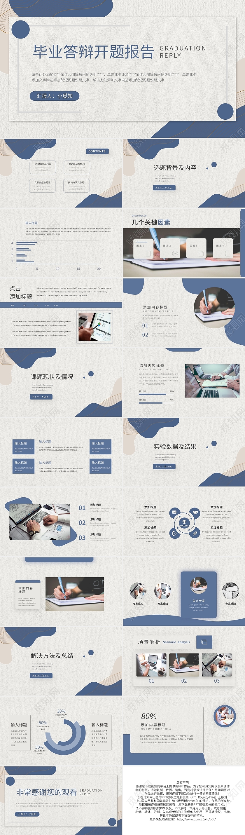  蓝色简约毕业答辩开题报告PPT模板宣传PPT动态PPT论文毕业答辩