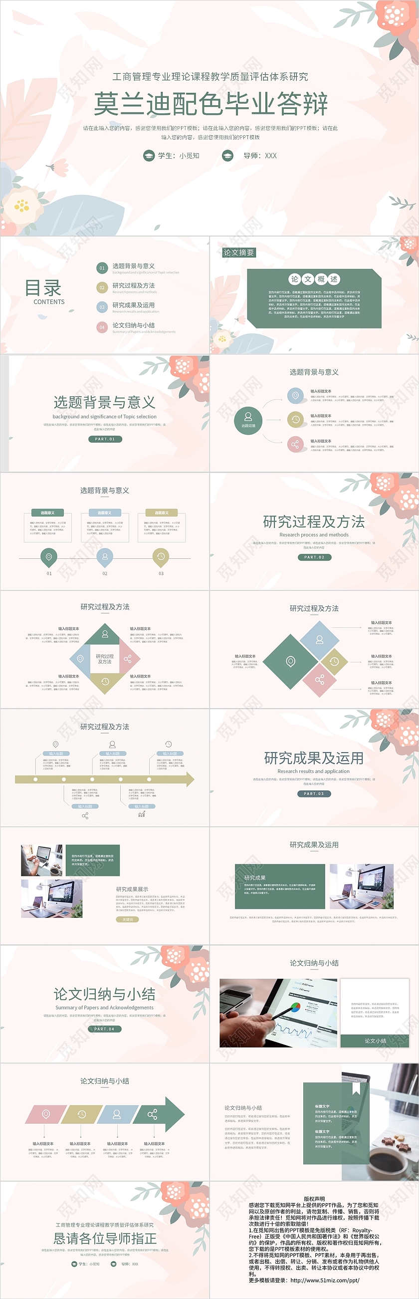 浅色莫兰迪色系工商管理毕业论文答辩PPT模板论文毕业答辩